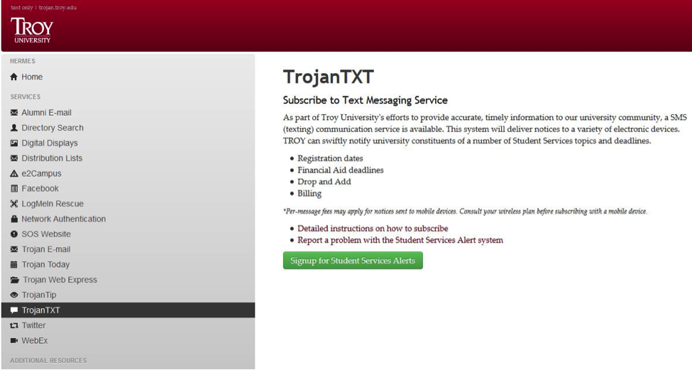 TrojanTXT Messaging Service