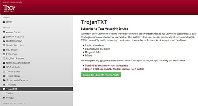 TrojanTXT Messaging Service