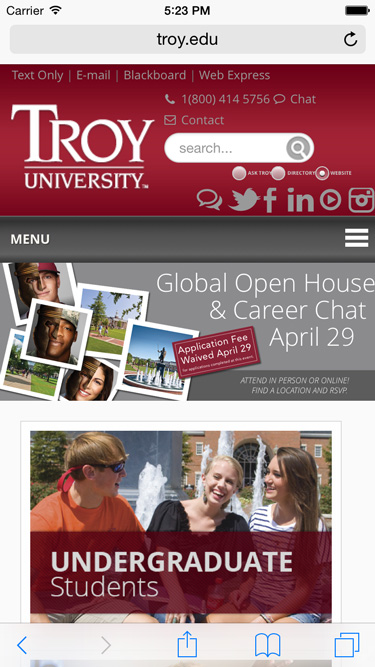 Troy.edu Mobile Site