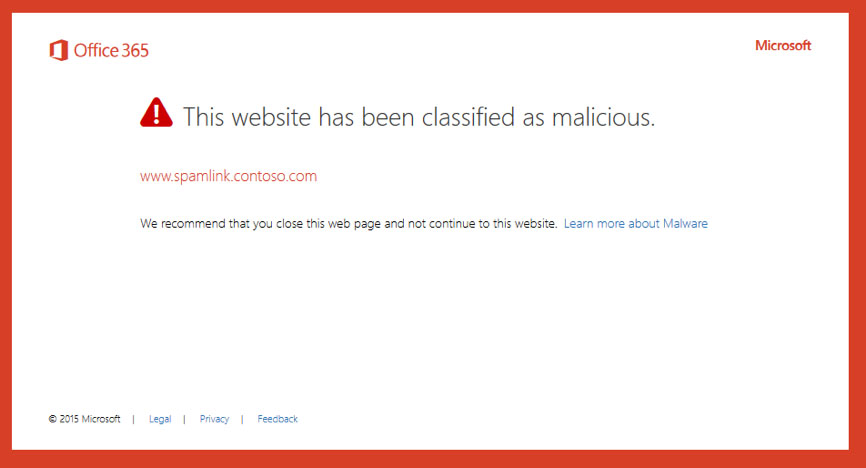 Safelinks Malicious link warning