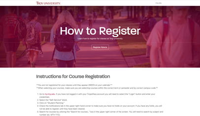 Screenshot of Register Website