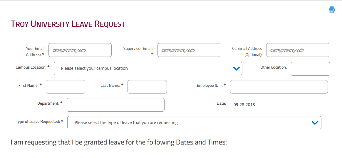 Sample form screenshot