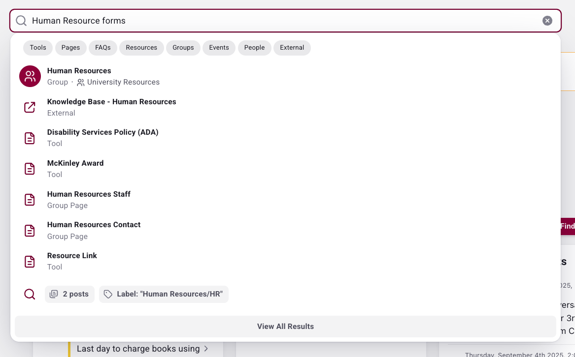 OneTROY screenshot of search box